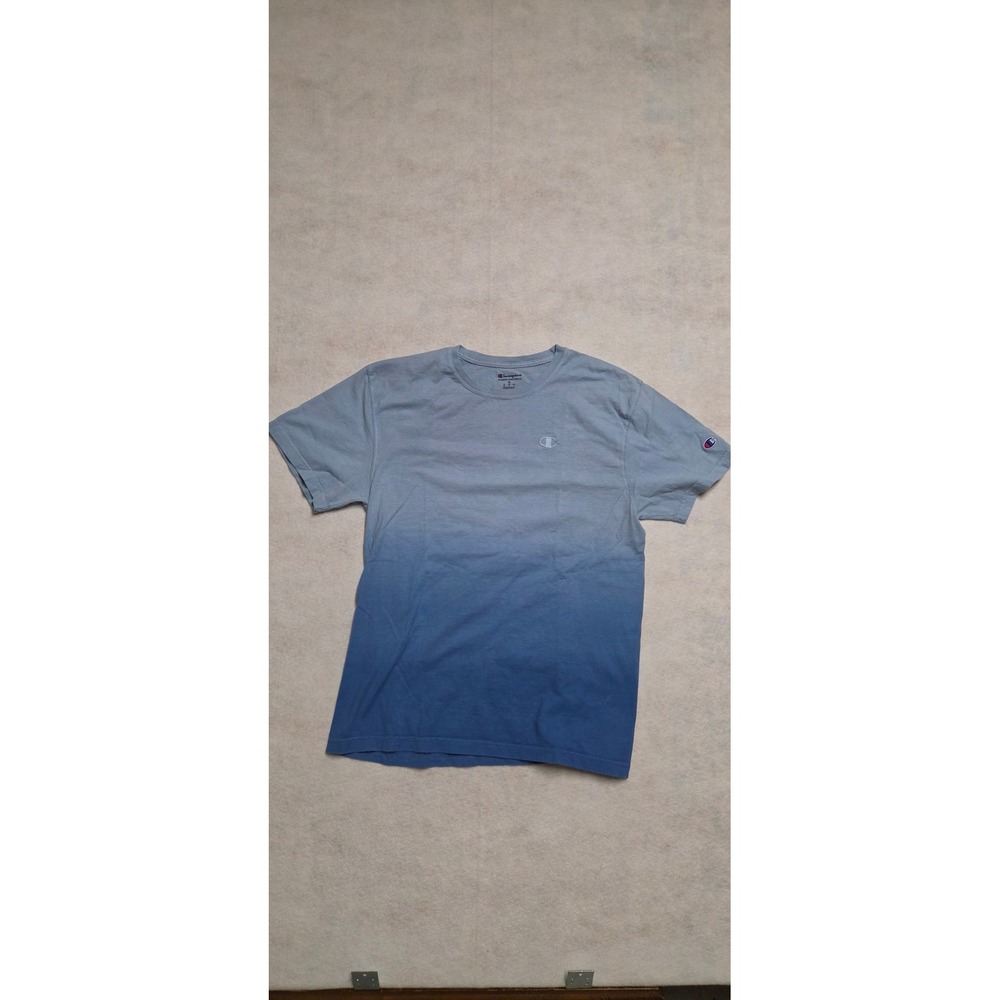 Champion Ombre Dip Dye T-Shirt Size M Blue Short Sleeve Crew Neck Tee